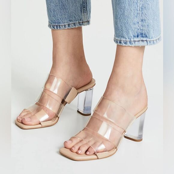 EUC Kendall + Kylie Clear Leila 3 Band Heels 8M - Picture 1 of 9